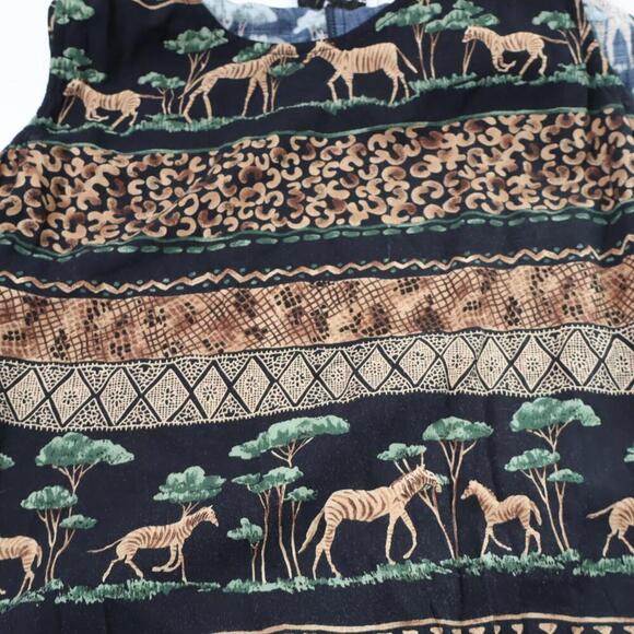 VTG 90s Zebra Safari Tank Midi Dress Sz 12 Petite Just‎ in Thyme Tribal Africa - Picture 5 of 7